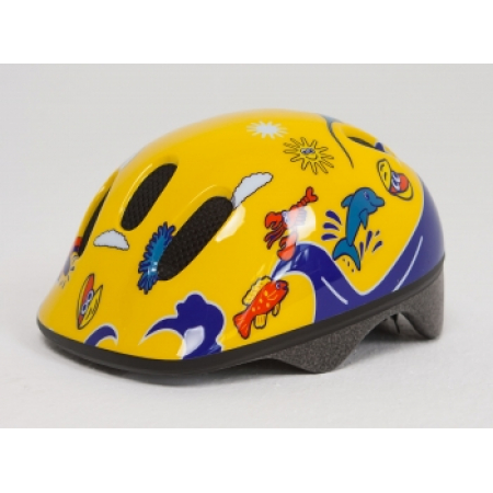 Шлем детский желто-синий с дельфинами Moove&fun