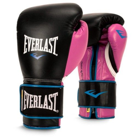 Перчатки тренировочные Everlast Powerlock PU, цвет чёрно-розовый