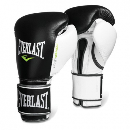 Перчатки тренировочные Everlast Powerlock PU, цвет чёрно-белый
