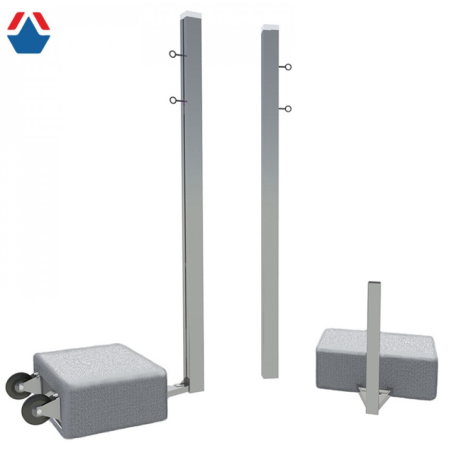 Стойки бадминтонные моб. с противовесами на колесах, алюминий 80х80 мм.